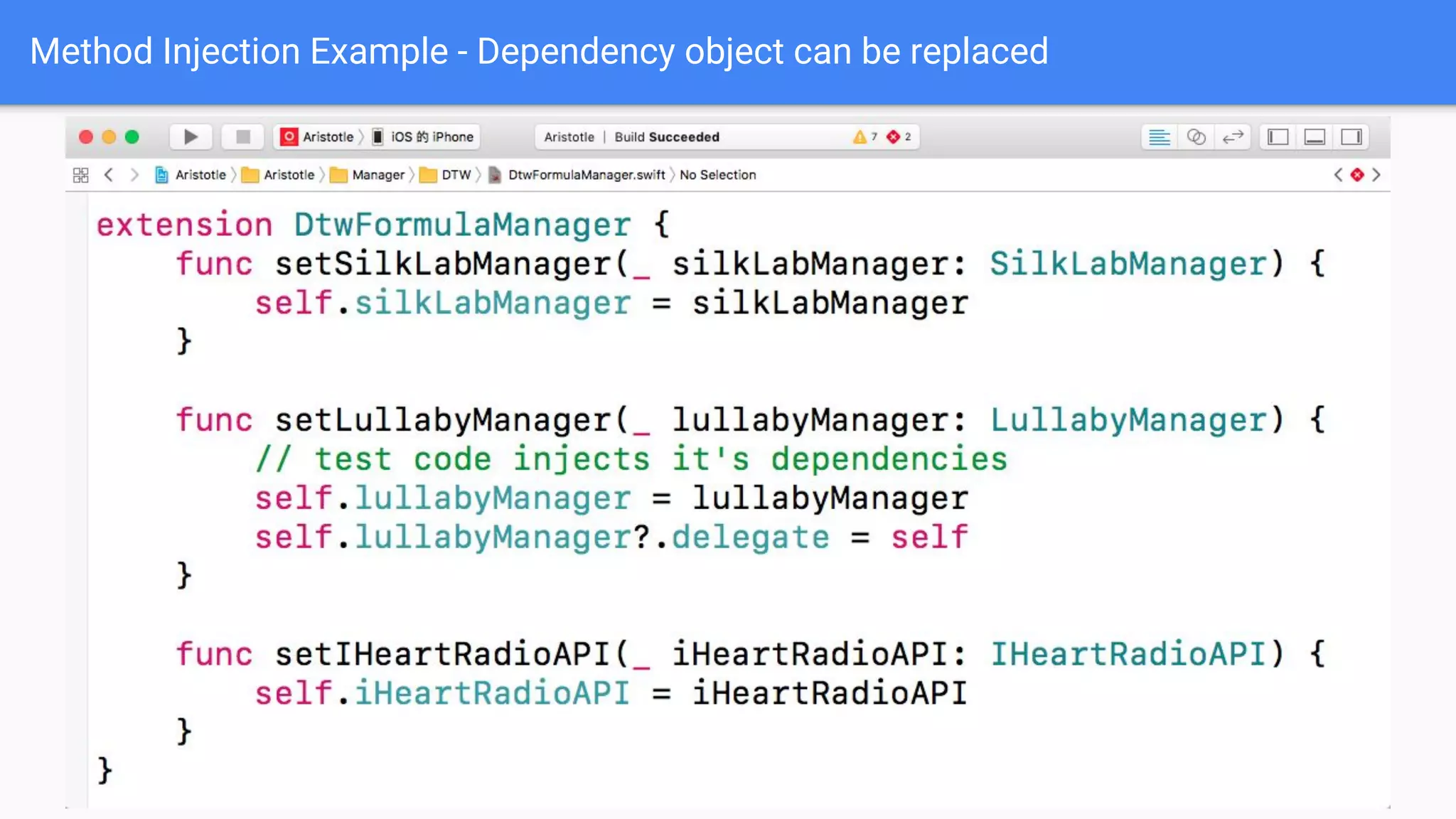 Method Injection Example - Dependency object can be replaced 