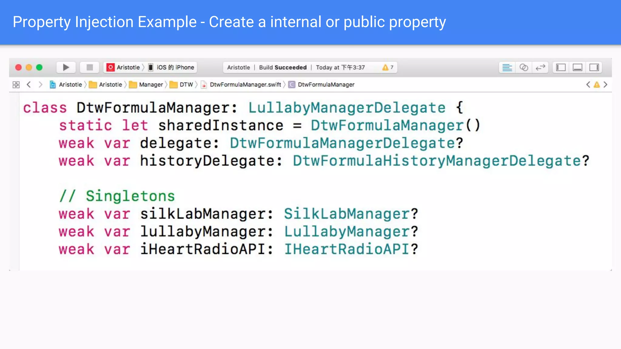 Property Injection Example - Create a internal or public property 