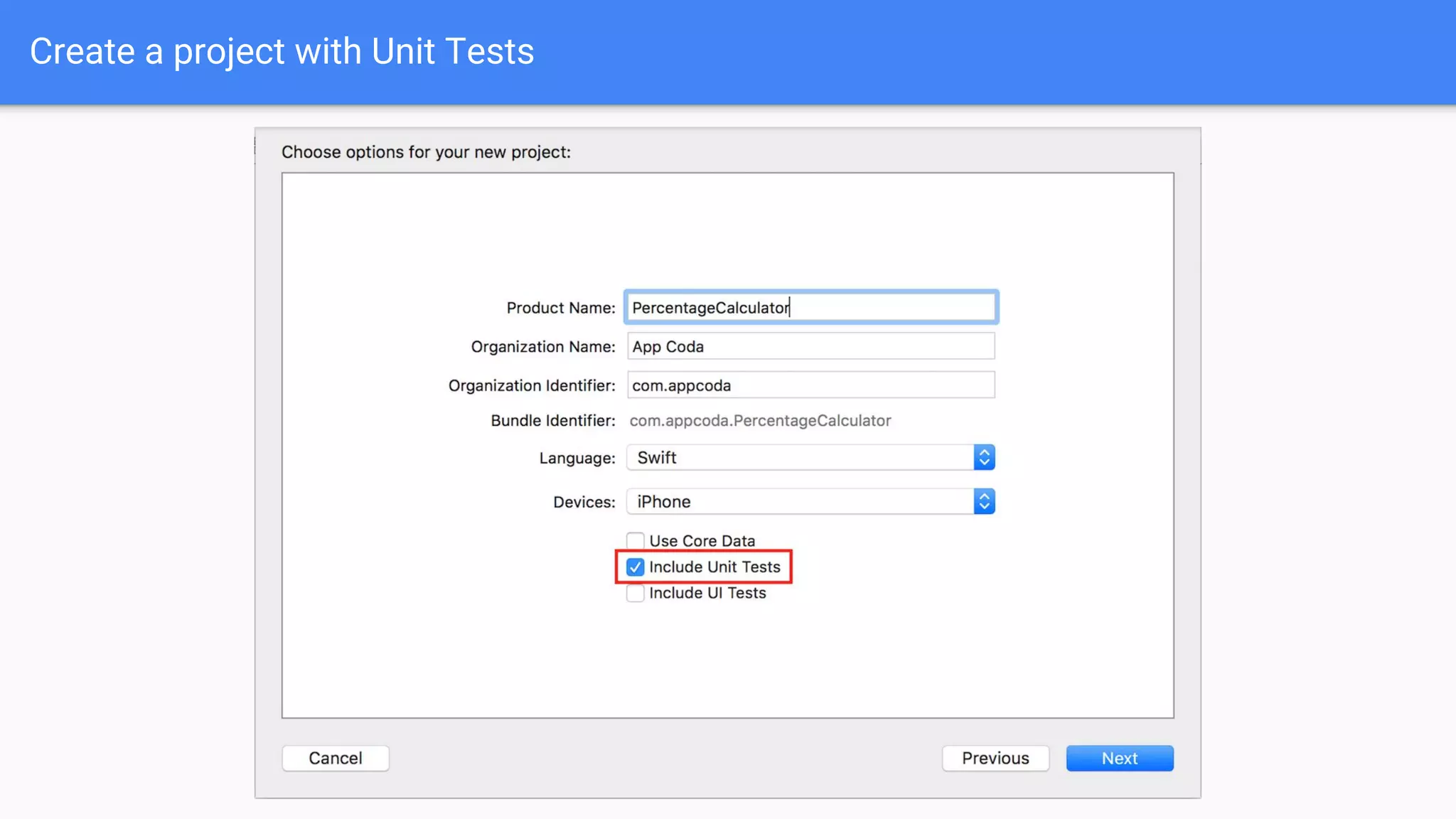 Create a project with Unit Tests 