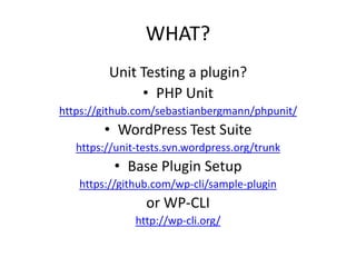 Unit testing plugins: The 5 W's and an H