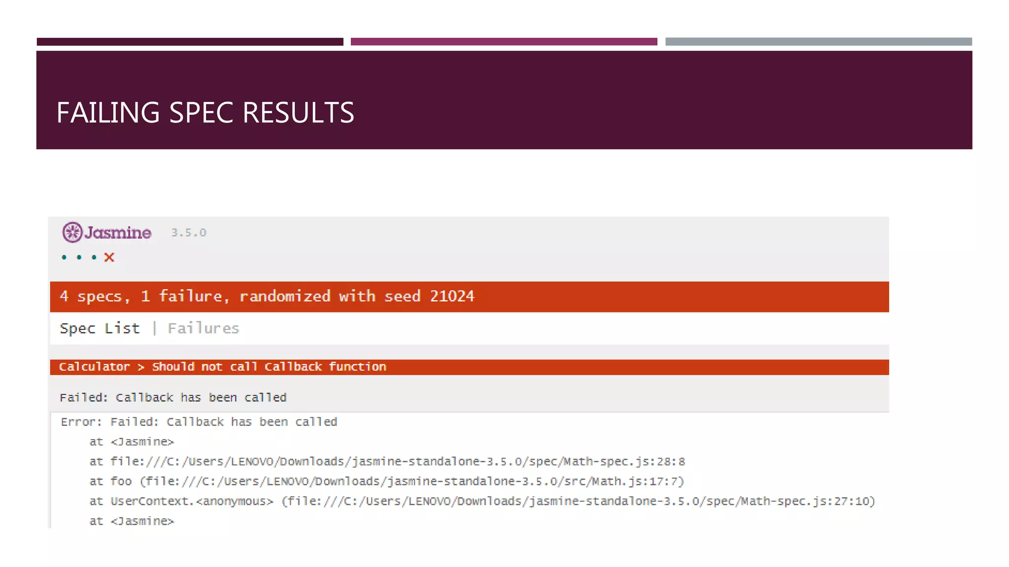 FAILING SPEC RESULTS 