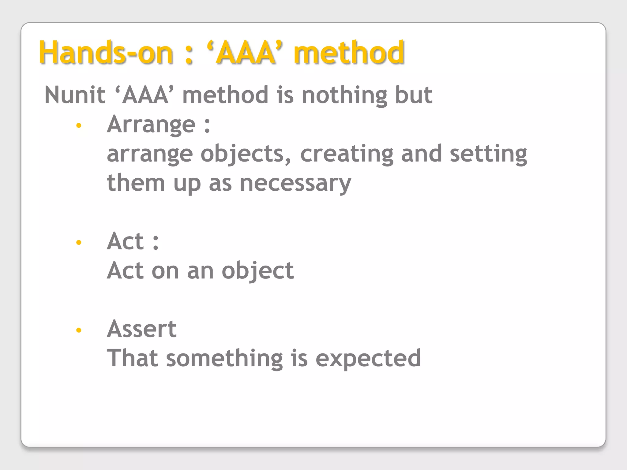 Add reference of nunit.framework.dll in your project