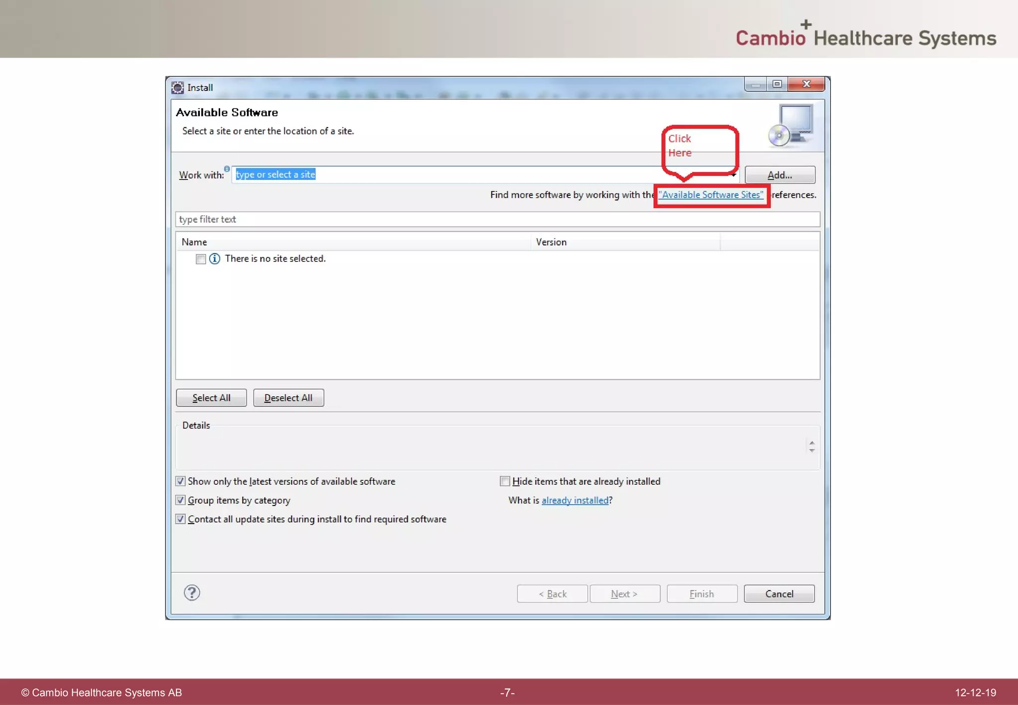 © Cambio Healthcare Systems AB   -7-   12-12-19
 