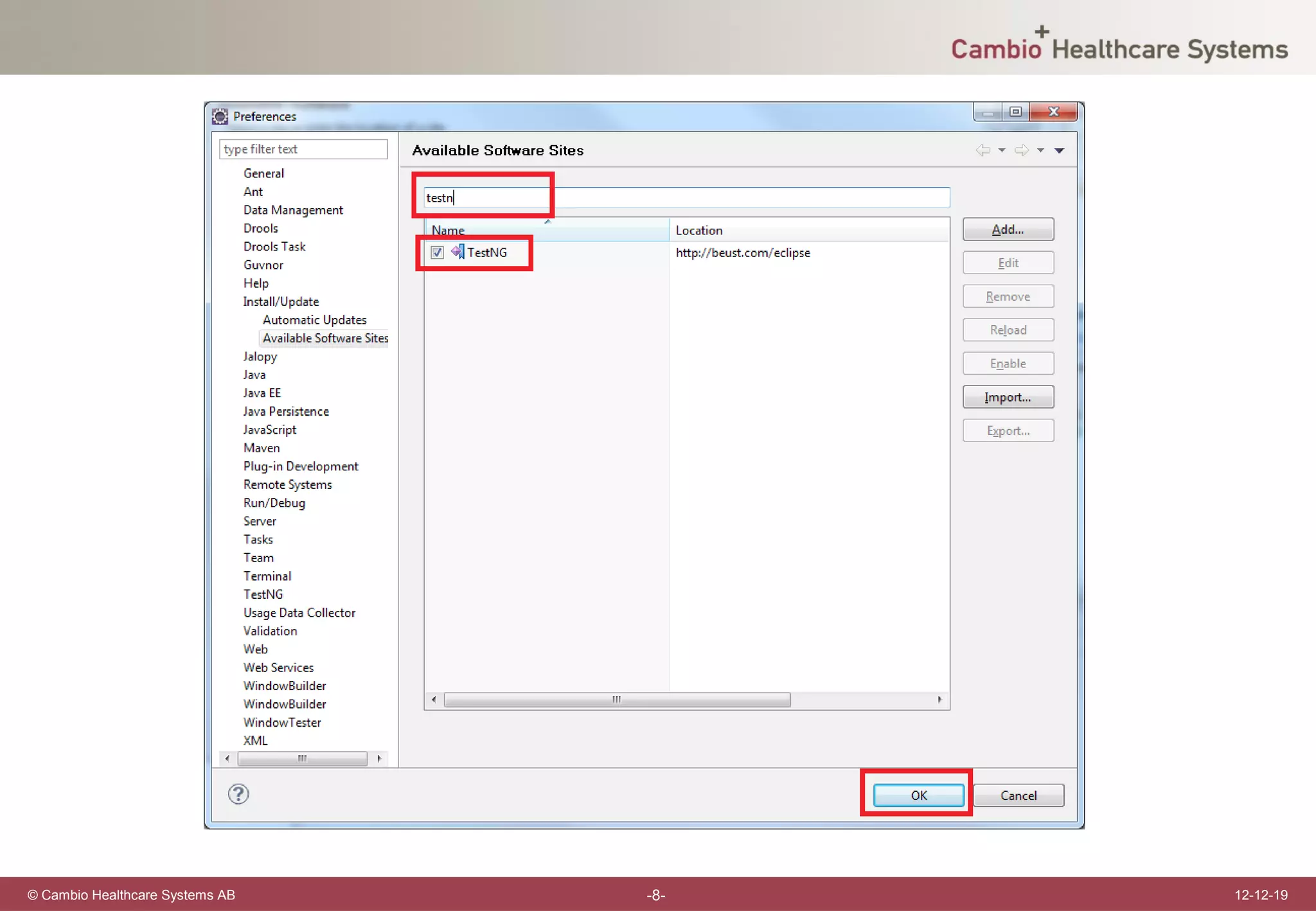 © Cambio Healthcare Systems AB   -8-   12-12-19
 