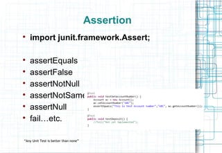 Unit testing with java | PPT | Programming Languages | Computing