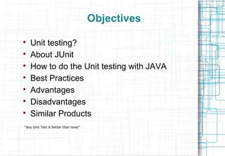 Unit testing with java | PPT | Programming Languages | Computing
