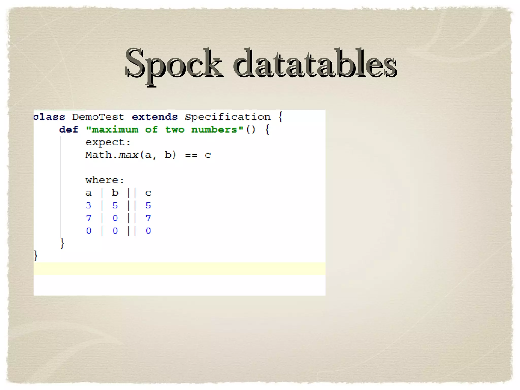 Spock datatablesSpock datatables
 