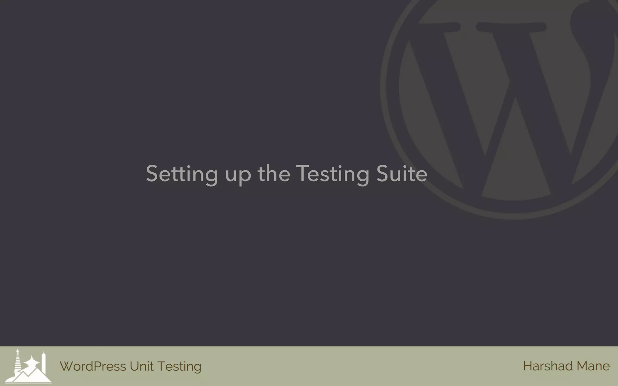 Setting up the Testing Suite
 
