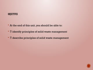 unit three. Principles of Solid Waste Management | PPTX