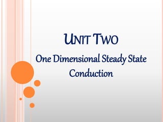 UNIT TWO
One Dimensional Steady State
Conduction
 