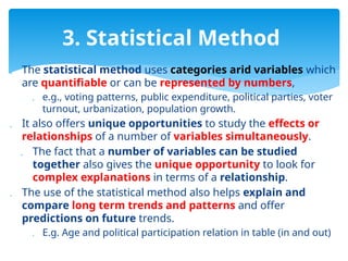 Statistical Methods Comparison UNIT TWO Comparative ppt (1).pptx of governance | PPT