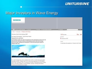 Major Investors in Wave Energy
 