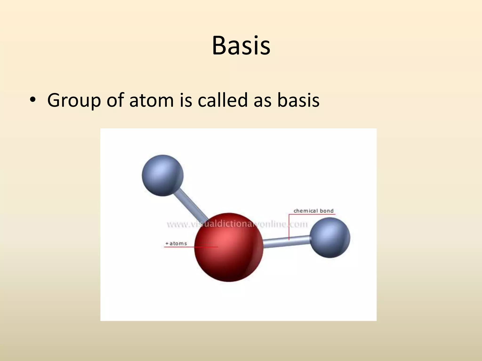 Basis
• Group of atom is called as basis
 