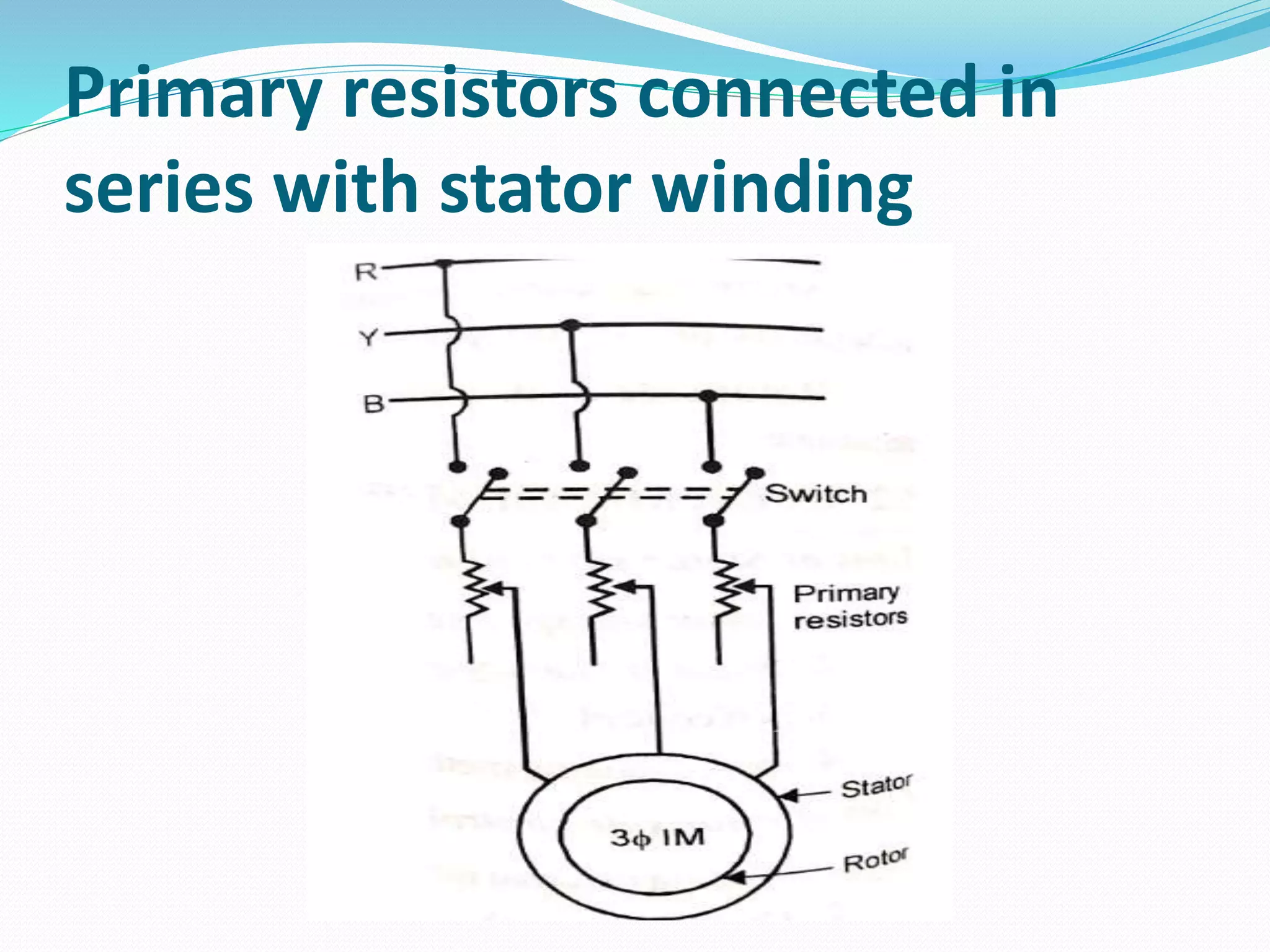 Primary resistors connected in
series with stator winding