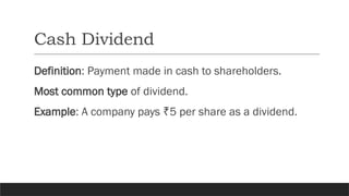 Dividend and its types - Meaning - types | PPTX