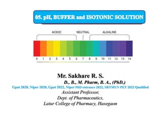 PP-I, UNIT V; pH, Buffer & Isotonic Solution | PDF