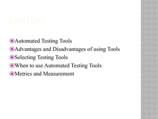 Comprehensive Guide to Automated Software Testing and Metrics | PPTX