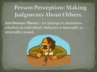 Attribution Theory :  An attempt to determine whether an individual’s behavior is internally or externally caused. 