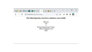 Database Connectivity MYSQL by Dr.C.R.Dhivyaa Kongu Engineering College