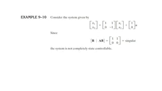 CONTROL SYSTEM ANALYSIS USING STATE VARIABLE METHODS