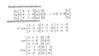 CONTROL SYSTEM ANALYSIS USING STATE VARIABLE METHODS