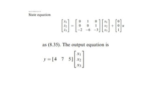 CONTROL SYSTEM ANALYSIS USING STATE VARIABLE METHODS