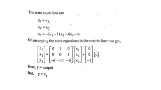 CONTROL SYSTEM ANALYSIS USING STATE VARIABLE METHODS