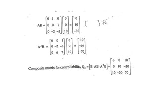 CONTROL SYSTEM ANALYSIS USING STATE VARIABLE METHODS