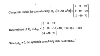 CONTROL SYSTEM ANALYSIS USING STATE VARIABLE METHODS