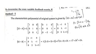 CONTROL SYSTEM ANALYSIS USING STATE VARIABLE METHODS