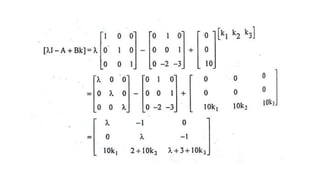 CONTROL SYSTEM ANALYSIS USING STATE VARIABLE METHODS