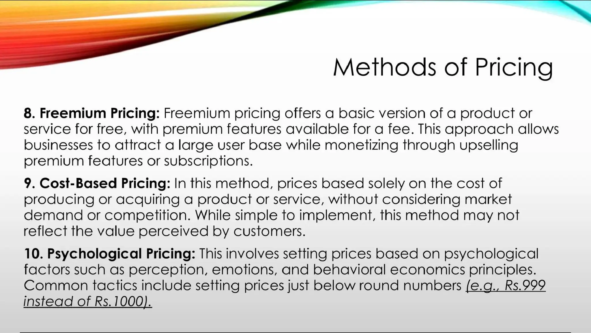 B Pharmacy 8th Semester PPM unit 5 PRICING
