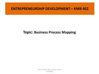 ENTREPRENEURSHIP DEVELOPMENT – KMB 402
Topic: Business Process Mapping
ACHLA TYAGI, ABES EC (032), AKTU,
LUCKNOW
 