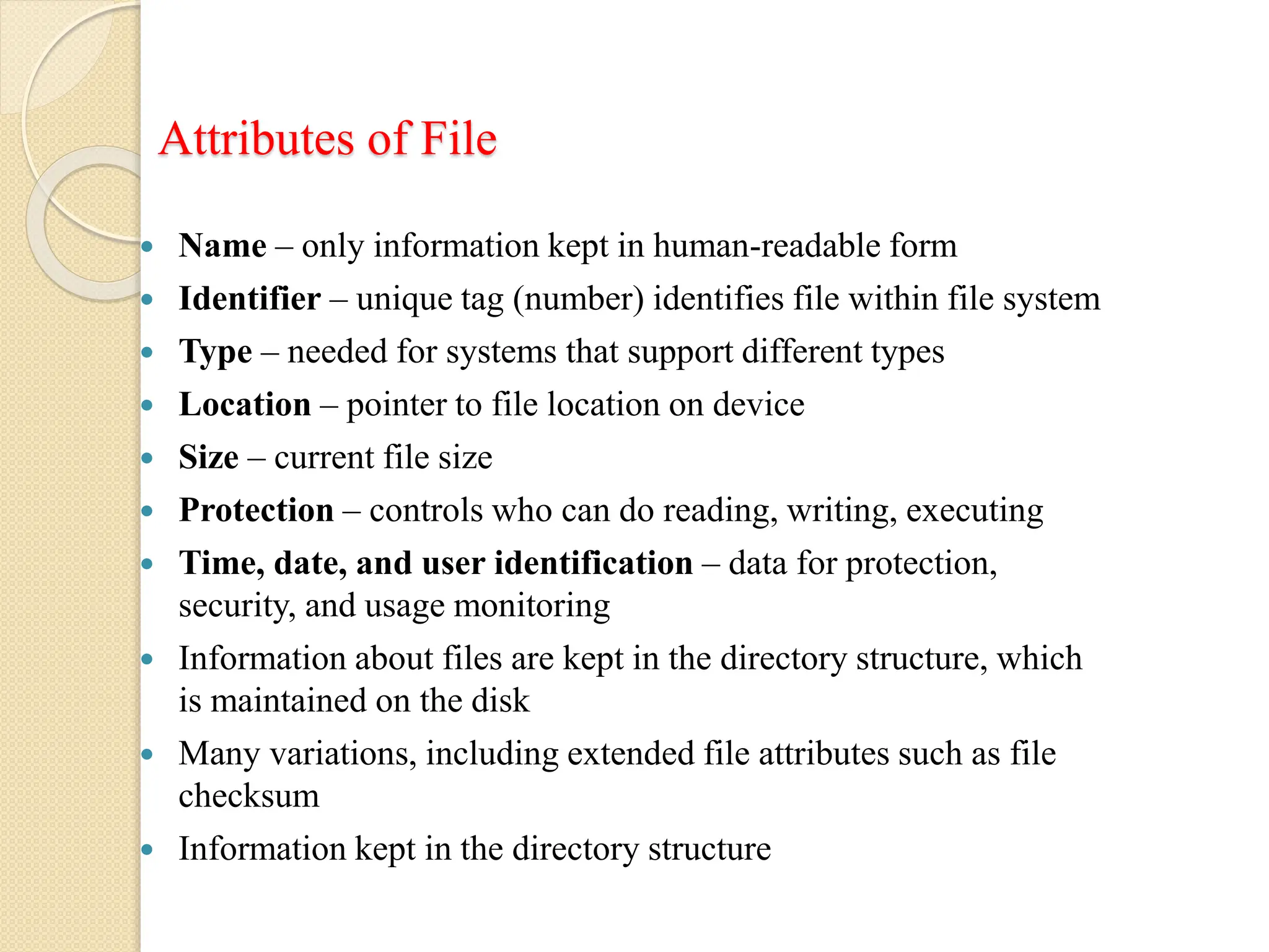 File Description Purpose file management description with attributes | PPTX