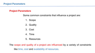 Project Design Parameters Unit viii preparation of project report | PPTX