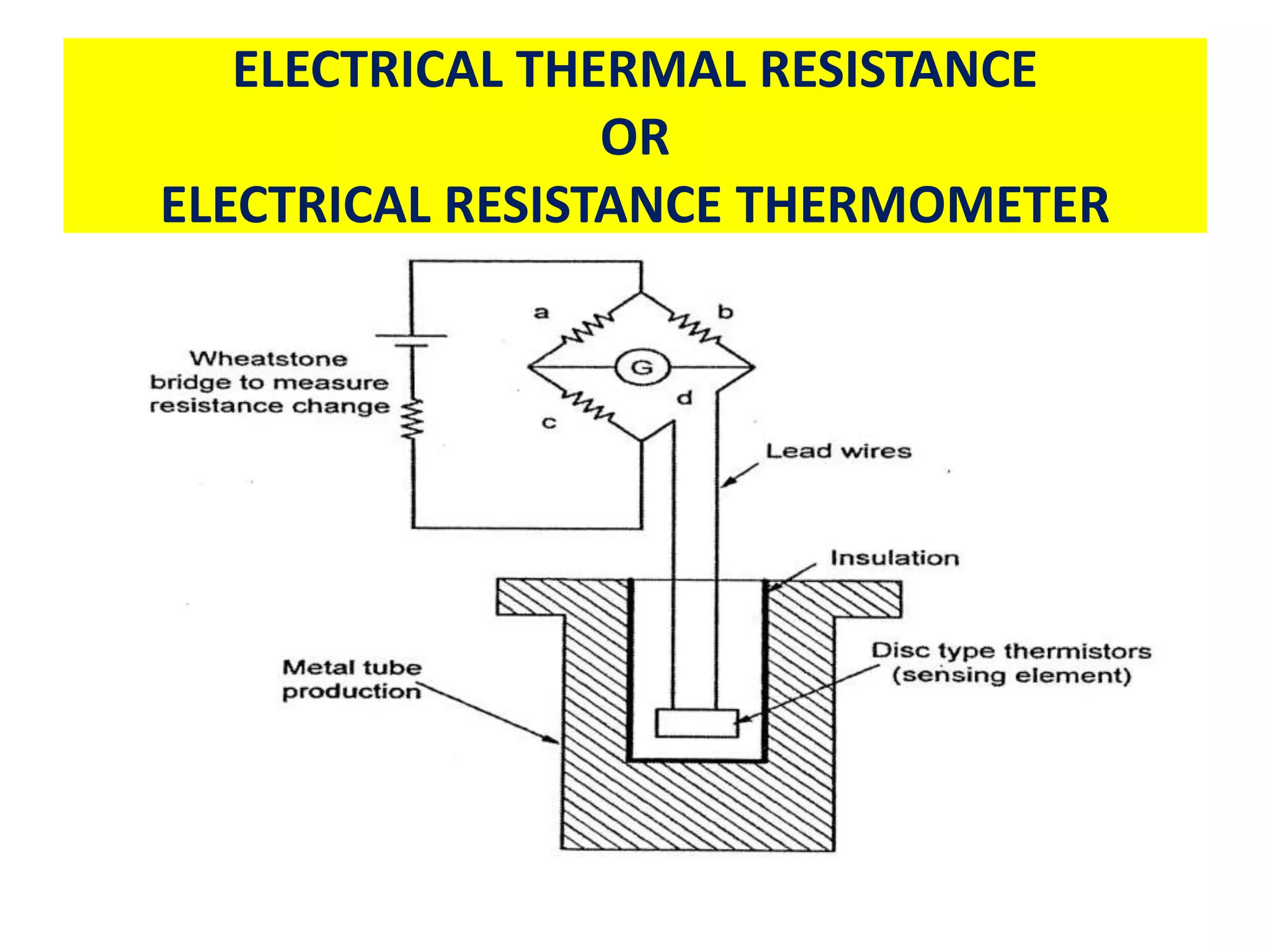 ELECTRICAL THERMAL RESISTANCE
OR
ELECTRICAL RESISTANCE THERMOMETER