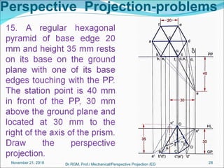 Perspective Projection-problems
November 21, 2018 Dr.RGM, Prof./ Mechanical/Perspective Projection /EG 28
 