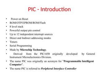 UNIT V PIC for embedded system and peripheral interface.pptx