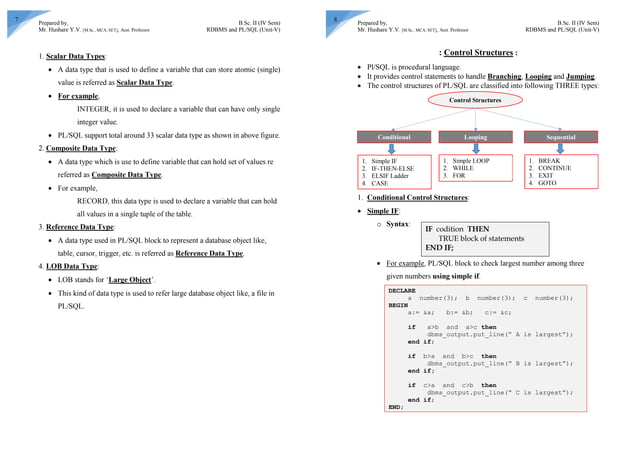 B.Sc. II (IV Sem) RDBMS & PL/SQL Unit-5 PL/SQL, Cursor and Trigger