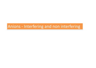 Anions - Interfering and non interfering
 