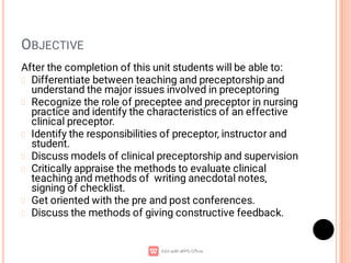 Preceptor Expectation Checklist.pdf Unit XII.pdf role of perception in nursing | PDF