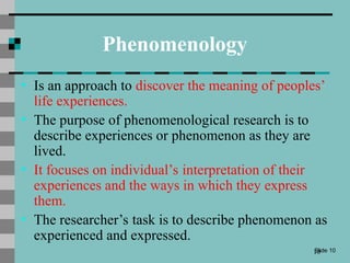 Comprehensive Overview of Qualitative Research Designs in Nursing | PPT