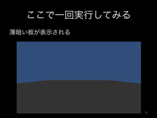 ここで一回実行してみる
薄暗い板が表示される
27	
 