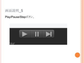 画面説明_5
Play/Pause/Stepボタン。
 