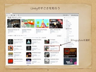 Unityのすごさを知ろう
④AngryBotsを選択
35
 