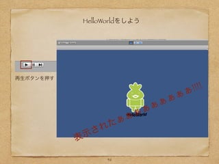 HelloWorldをしよう
再生ボタンを押す
表示されたぁぁぁぁぁぁぁぁぁ!!!!
46
 