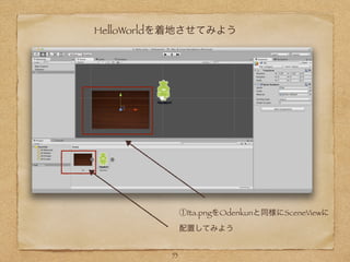 HelloWorldを着地させてみよう
①Ita.pngをOdenkunと同様にSceneViewに
配置してみよう
53
 