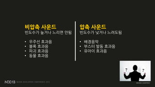 사운드 자르기
Mono 사운드
스마트폰의 스피커는 모노스피커
2D Sound
퍼즐주주는 2D Game!
사운드 자르기
- 필요없는 부분은 과감하게 삭제
 