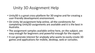 Unity 3D assignment help | PPT