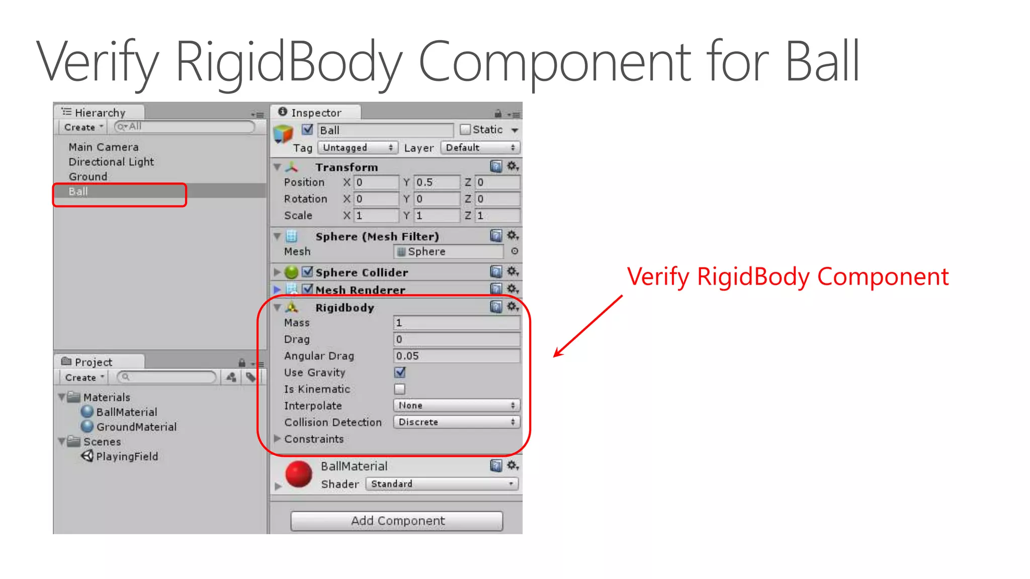 Verify RigidBody Component
 